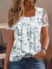 Casual Floral Summer Polyester Daily Best Sell Short sleeve H-Line CR Shirts for Women