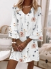 Casual Floral Summer Polyester Natural No Elasticity Vacation Loose Half Sleeve Dresses for Women