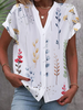 Casual Floral Summer Polyester V neck Daily Loose Regular Regular Blouses for Women