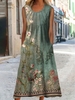 Casual Floral Summer Printing Natural Daily Jersey Sleeveless Regular Dresses for Women