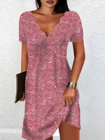 Casual Floral V Neck Jersey Shorts