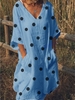 Casual Half Sleeve Polka Dots Shift Dresses - Noracora