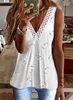 Casual Heart Lace Sleeveless V Neck Printed Knit Tunic Tank