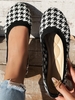 Casual Houndstooth All Season Commuting Round Toe Mesh Fabric Plus Size Slip On Shallow Shoes Deep Mouth Single Shoes for Women