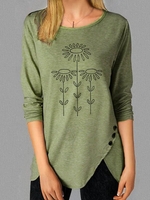 Casual Knitted Plain Tunic Sweatshirts &pullover