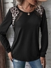 Casual Leopard Spring Daily Loose Lace Crew Neck H-Line Regular T-shirt for Women