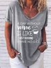 Casual Letter Cotton-Blend V Neck Women