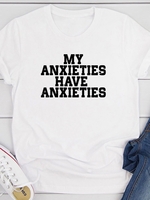 Casual Letter Cotton Crew Neck T-Shirts - Noracora