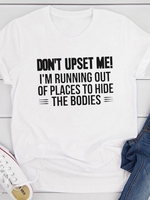 Casual Letter Printed Short Sleeve T-Shirts - Noracora