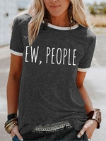 Casual Letter Short Sleeve T-Shirts - Noracora