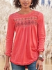Casual Long Sleeve Cotton-Blend Causal Tops