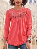 Casual Long Sleeve Cotton-Blend Causal Tops