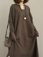 Casual Long Sleeve Cotton Dresses - Noracora