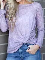 Casual Long Sleeve Crew Neck Causal Tops - Noracora