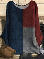 Casual Long Sleeve Crew Neck Printed Tunic Top - Noracora