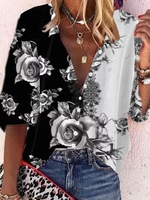 Casual Long Sleeve Floral Shirts - Noracora