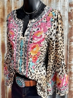 Casual Long Sleeve Shift V Neck Tops - Noracora