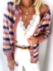 Casual Long Sleeve Striped Cardigans - Noracora