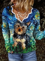 Casual Long Sleeve V Neck Sweaters - Noracora