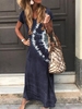 Casual Loose Cotton V Neck Maxi