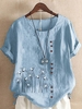 Casual Loose Crew Neck Floral Tunic Tops