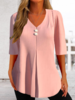 Casual Loose Plain Cotton Tunic Tops