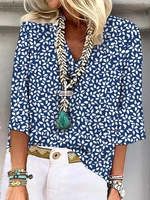 Casual Loose Polyester Fibre Floral Tops