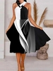 Casual Ombre Summer Cut-outs Natural Micro-Elasticity Jersey X-Line Regular Dresses for Women
