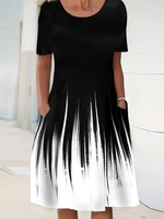 Casual Ombre Summer Daily Loose Jersey Short sleeve NL No Dresses for Women