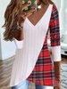 Casual Plaid Winter Polyester Heavyweight Daily Christmas A-Line Medium Elasticity Tunic Tops for Women
