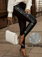 Casual Plain All Season Daily Tight Long Legging Hot Drilling Regular Leggings for Women