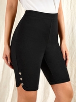 Casual Plain All Season High Elasticity Elastic Band Standard Shorts Regular DL Leggings for Women