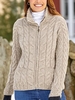Casual Plain Autumn Cotton Zipper Stand Collar Daily Plus Size Long sleeve Sweater coat for Women