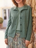 Casual Plain Autumn Daily Loose Shawl Collar Woolen Regular Regular Jacket for Women