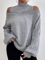 Casual Plain Autumn Loose Best Sell Long sleeve Yarn/Wool yarn Regular H-Line Tunic Sweater Knit Jumper for Women