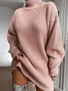 Casual Plain Autumn Micro-Elasticity Loose Midi Long Sleeve Thicken No Sweater Dresses for Women