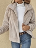 Casual Plain Autumn Polyester Natural Long sleeve Regular H-Line Regular Teddy Jacket for Women