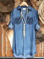 Casual Plain Long Sleeve Denim Shirts - Noracora