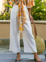 Casual Plain Spring Cotton Daily Standard Straight pants H-Line Regular Casual Pants for Women