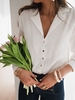 Casual Plain Spring Daily Loose Standard Long sleeve Cotton-Blend Regular Blouse for Women