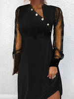 Casual Plain Spring/Fall Cotton Daily Loose Short TUNIC Asymmetrical Collar Dresses for Women