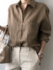 Casual Plain Spring/Fall Cotton No Elasticity Vacation Regular H-Line Regular Blouses for Women