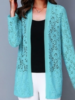 Casual Plain Spring/Fall Micro-Elasticity Daily Loose Wrap H-Line Regular Cardigans for Women