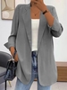 Casual Plain Spring/Fall Natural Commuting Loose Mid-long H-Line Regular Blazers for Women