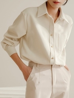 Casual Plain Spring/Fall No Elasticity Daily Corduroy Long Sleeve Regular Shirt Collar Blouses for Women