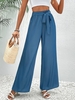 Casual Plain Spring/Fall Polyester Daily Loose Long H-Line Regular Pants for Women