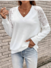 Casual Plain Spring/Fall Polyester Daily Regular Fit Lace Regular Regular T-shirts for Women