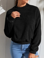 Casual Plain Spring/Fall Polyester Heavyweight Daily Regular Fit Regular Half Turtleneck Sweatshirts for Women