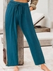 Casual Plain Spring/Fall Polyester High Waist Loose Long H-Line Regular Pants for Women