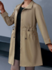 Casual Plain Spring/Fall Polyester Loose Buckle Long Sleeve Shawl Collar Regular Trench Coats for Women